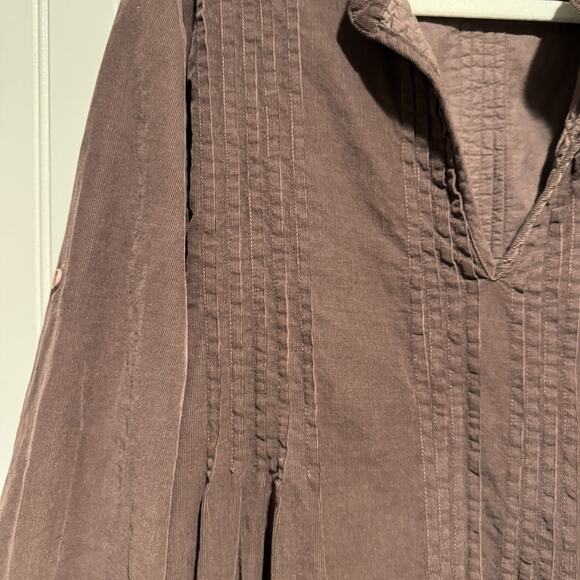 CP Shades Regina Tunic Top Purple Corduroy Pleated Size Medium - Picture 2 of 6